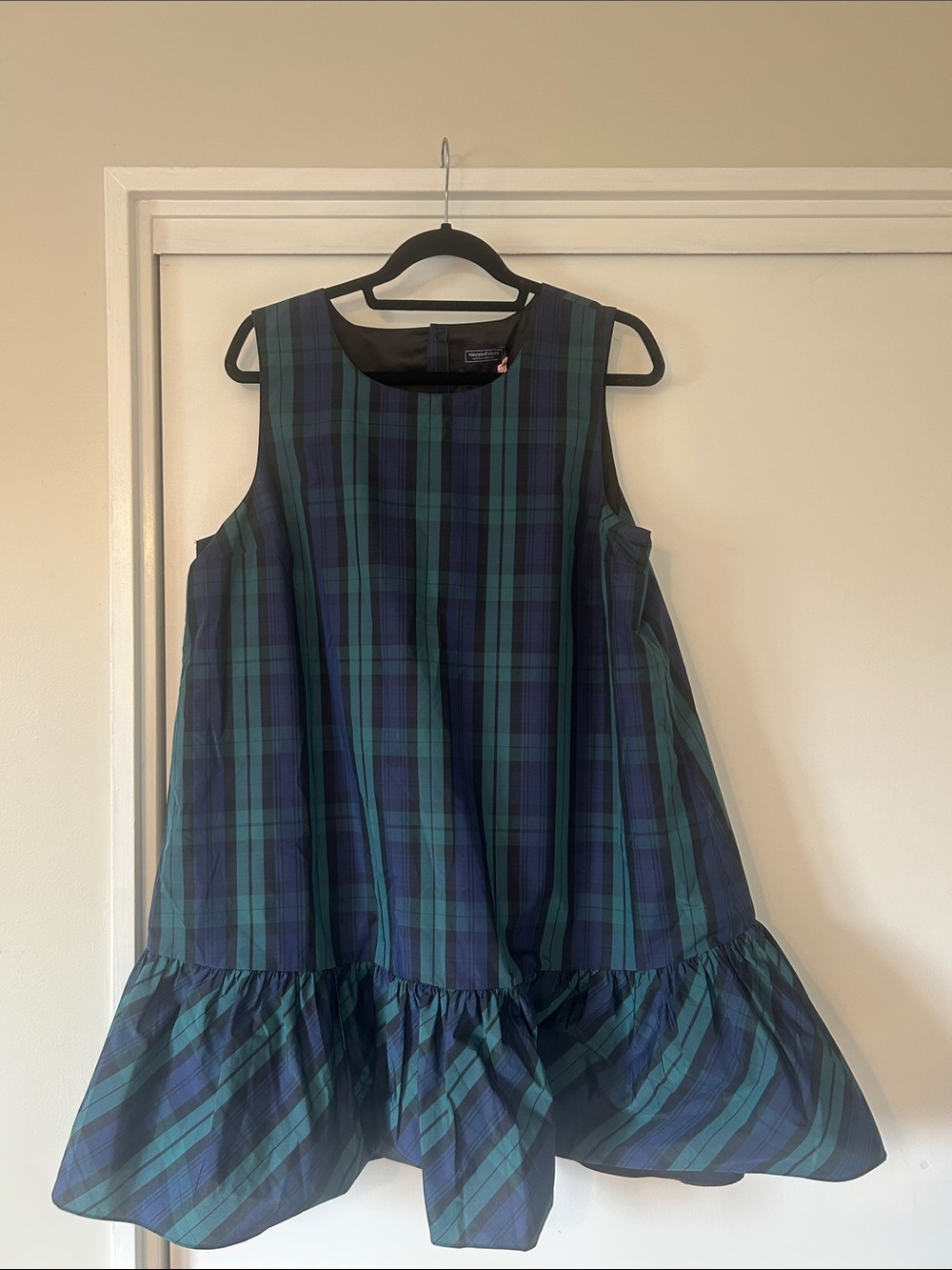 Blackwatch Plaid Sleeveless Ruffle Hem Dress